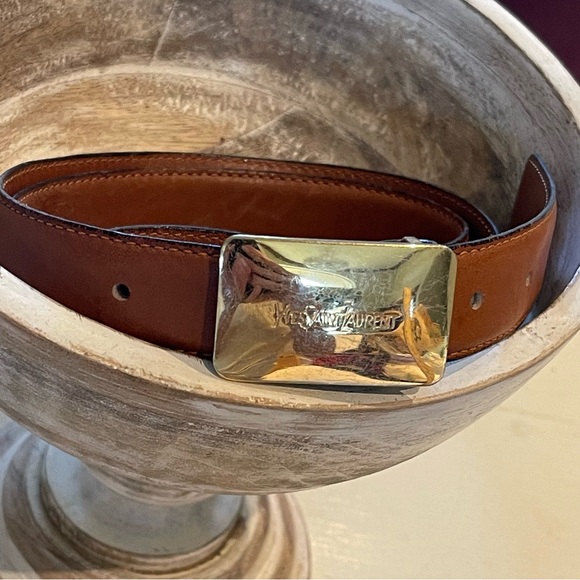 YSL Saddle Leather Belt 36/90 Vtg